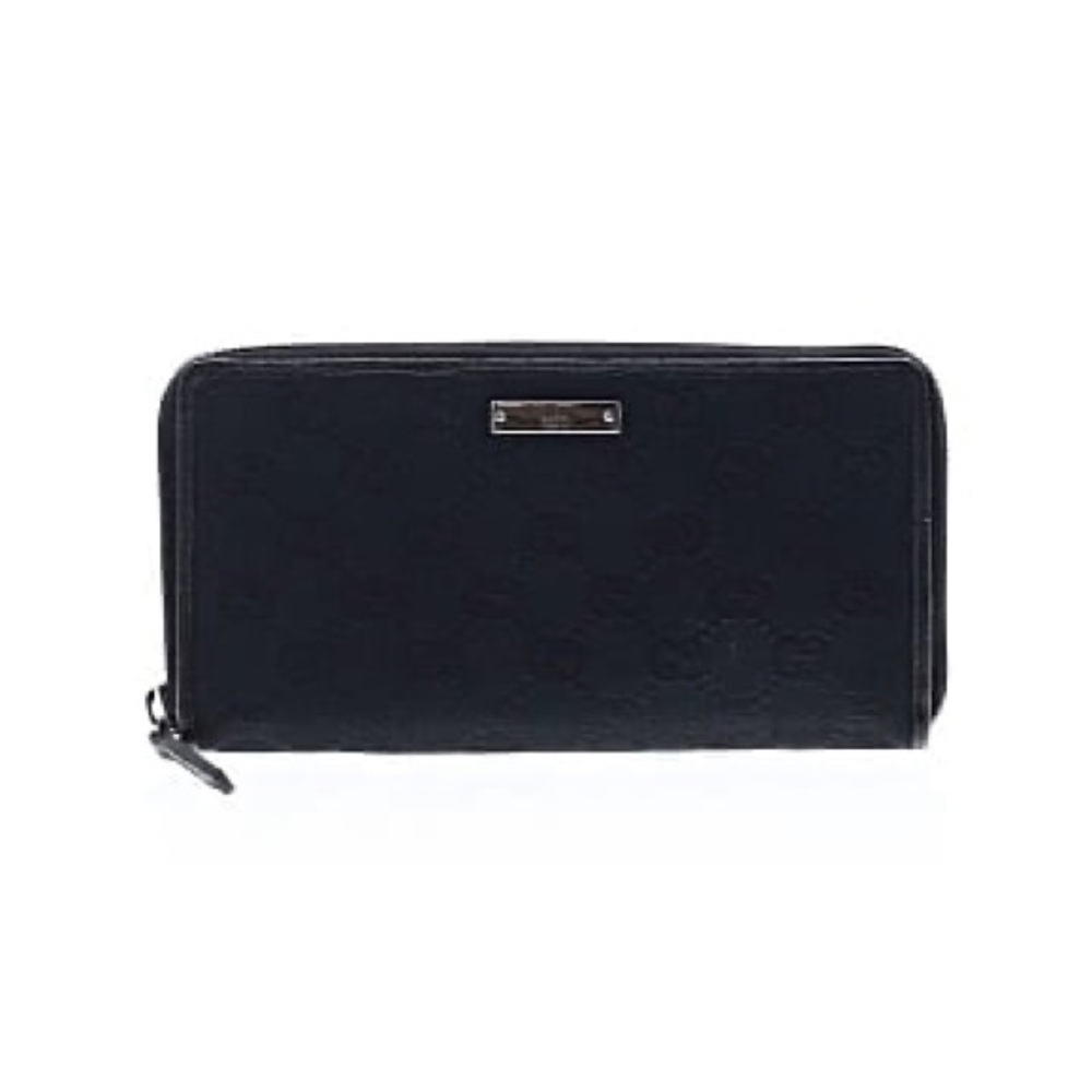 Gucci Black Logo Plaque Zip Wallet
